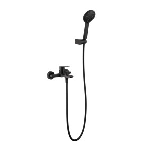 BELGICA MITIGEUR MONOCOMMANDE POUR BAIGNOIRE AVEC KIT DE DOUCHE NOIR MAT