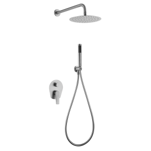DELOS KIT DOUCHE MONOCOMMANDE ENCASTRÉ AVEC DÉVIATEUR ET DOUCHETTE EN ACIER INOXYDABLE. S.316