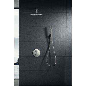 MOSCU KIT DOUCHE SOFFIONE AVEC MITIGEUR THERMOSTATIQUE À 2 VOIES + DOUCHETTE ACIER INOXYDABLE S.316