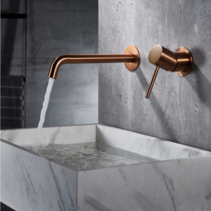 MONZA MITIGEUR MONOCOMMANDE LAVABO MURAL AVEC PARTIE ENCASTRÉE OR ROSE BROSSÉ