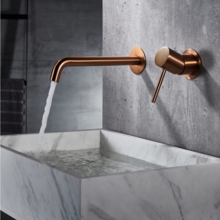 MONZA MITIGEUR MONOCOMMANDE LAVABO MURAL AVEC PARTIE ENCASTRÉE OR ROSE BROSSÉ