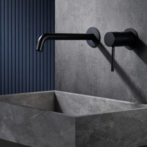 MONZA MITIGEUR MONOCOMMANDE LAVABO MURAL AVEC PARTIE ENCASTRÉE NOIR MAT