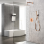 MONZA KIT DE DOUCHE ENCASTRÉ AVEC DÉVIATEUR THERMOSTATIQUE AVEC SOFFIONE ET DOUCHETTE OR ROSE BROSSÉ