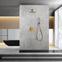 MONZA KIT DE DOUCHE ENCASTRÉ AVEC DÉVIATEUR THERMOSTATIQUE AVEC SOFFIONE ET DOUCHETTE OR BROSSÉ