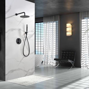 MONZA KIT DE DOUCHE ENCASTRÉ AVEC DÉVIATEUR THERMOSTATIQUE AVEC SOFFIONE ET DOUCHETTE NOIR MAT