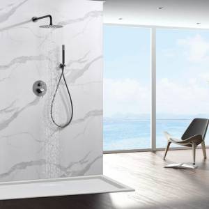 MONZA KIT DE DOUCHE ENCASTRÉ AVEC DÉVIATEUR THERMOSTATIQUE AVEC SOFFIONE ET DOUCHETTE BLACK GUN METAL