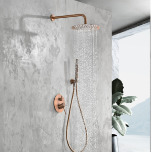 MONZA KIT DE DOUCHE ENCASTRÉ AVEC DÉVIATEUR AVEC SOFFIONE ET DOUCHETTE OR ROSE BROSSÉ