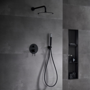 MONZA KIT DE DOUCHE ENCASTRÉ AVEC DÉVIATEUR AVEC SOFFIONE ET DOUCHETTE NOIR MAT