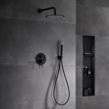 MONZA KIT DE DOUCHE ENCASTRÉ AVEC DÉVIATEUR AVEC SOFFIONE ET DOUCHETTE NOIR MAT
