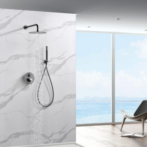 MONZA KIT DE DOUCHE ENCASTRÉ AVEC DÉVIATEUR AVEC SOFFIONE ET DOUCHETTE BLACK GUN METAL