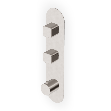 BRIM THERMOSTATIQUE DOUCHE AVEC 2 ROBINETS D'ARRÊT NICKEL BROSSÉ