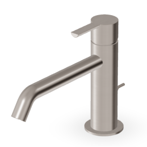 GILL MITIGEUR LAVABO BEC LONG AVEC VIDAGE NICKEL BROSSÉ