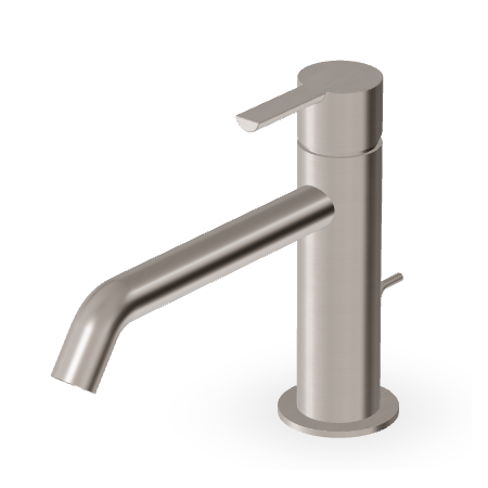 GILL MITIGEUR LAVABO BEC LONG AVEC VIDAGE NICKEL BROSSÉ