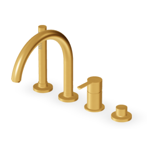 GILL MITIGEUR BORD DE BAIGNOIRE AVEC DOUCHETTE OR BROSSÉ