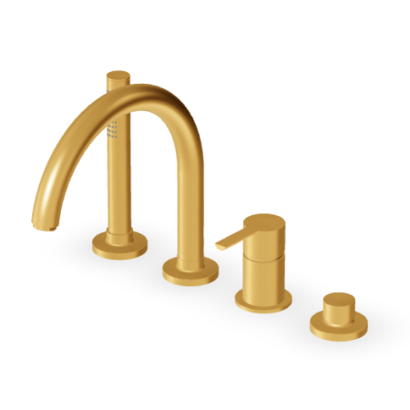 GILL MITIGEUR BORD DE BAIGNOIRE AVEC DOUCHETTE OR BROSSÉ