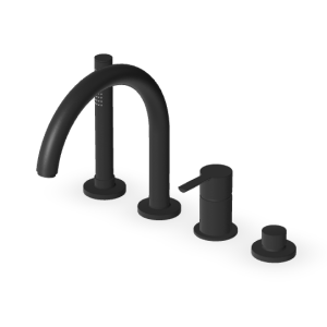 GILL MITIGEUR BORD DE BAIGNOIRE AVEC DOUCHETTE NOIR MAT EMBOSSÉ