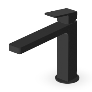 JINGLE MITIGEUR LAVABO SANS VIDAGE BEC LONG NOIR MAT EMBOSSÉ