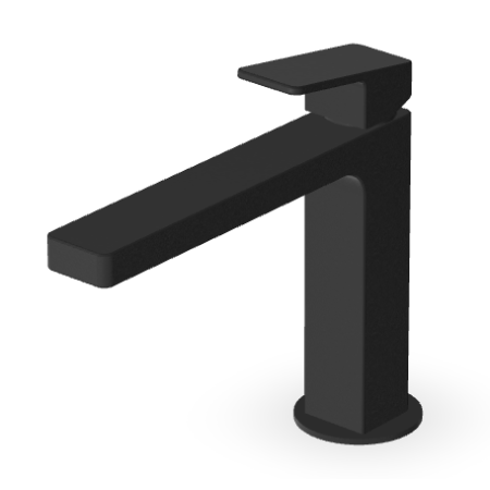 JINGLE MITIGEUR LAVABO SANS VIDAGE BEC LONG NOIR MAT EMBOSSÉ
