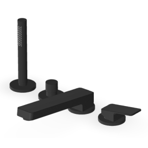 JINGLE MITIGEUR BORD DE BAIGNOIRE 4 TROUS NOIR MAT EMBOSSÉ