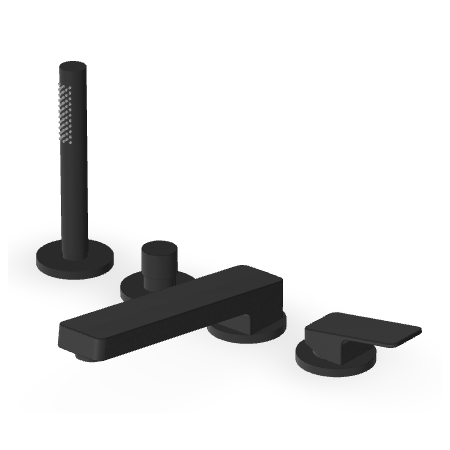 JINGLE MITIGEUR BORD DE BAIGNOIRE 4 TROUS NOIR MAT EMBOSSÉ