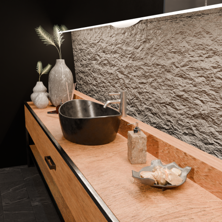 PAN MITIGEUR LAVABO AVEC VIDAGE NICKEL BROSSÉ