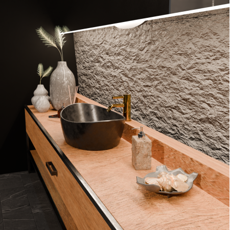 PAN MITIGEUR LAVABO AVEC VIDAGE OR
