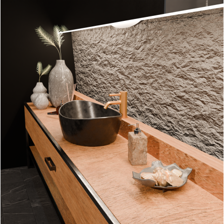 PAN MITIGEUR LAVABO AVEC VIDAGE OR BROSSÉ