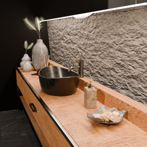 PAN MITIGEUR LAVABO AVEC VIDAGE METAL NOIR BROSSÉ