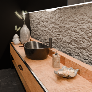 PAN MITIGEUR LAVABO AVEC VIDAGE NOIR MAT