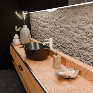 PAN MITIGEUR LAVABO AVEC VIDAGE BLANC MAT EMBOSSÉ
