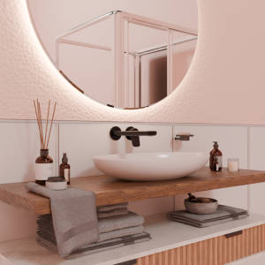 BRIM MITIGEUR LAVABO ENCASTRÉ 225MM NOIR MAT EMBOSSÉ