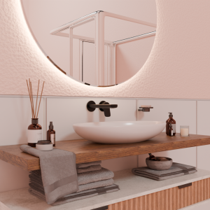 BRIM MITIGEUR LAVABO ENCASTRÉ 180MM NOIR MAT EMBOSSÉ