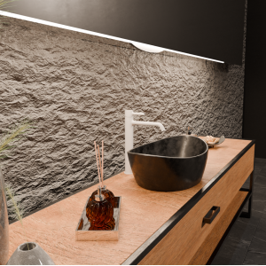 PAN MITIGEUR LAVABO PROLONGÉ SANS VIDAGE BLANC MAT EMBOSSÉ