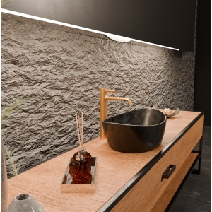 PAN MITIGEUR LAVABO PROLONGÉ SANS VIDAGE OR BROSSÉ