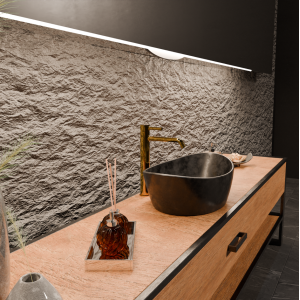 PAN MITIGEUR LAVABO ALLONGÉ SANS VIDAGE OR