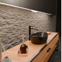 PAN MITIGEUR LAVABO ALLONGÉ SANS VIDAGE NOIR MAT EMBOSSÉ