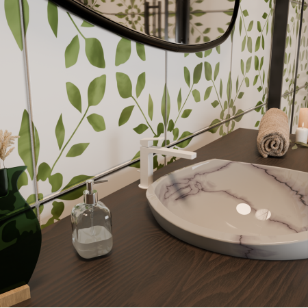 JINGLE MITIGEUR LAVABO AVEC VIDAGE BLANC MAT GRAINÉ