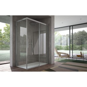 FOCUS ANGLE 1 PORTE COULISSANTE (porte se ferme sur verre fixe latéral) + 1 CÔTÉ FIXE