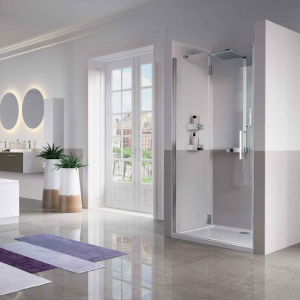 LOUVRE G NICHE 1 PORTE BATTANTE MONTANT CHROME BRILLANT VERRE TRANSPARENT