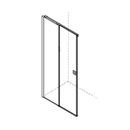 PORTE COULISSANTE x OPERA PH+FH ANGLE 1 PORTE COULISSANTE + 1 CÔTÉ FIXE MONTANT CHROME BRILLANT VERRE TRANSPARENT