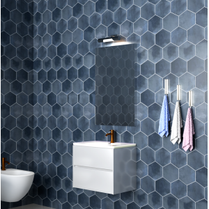 COSMIC B-BEST COMPOSITION FINITION BLANC BRILLANT L. 60 CM P. 45,5 CM H. 58,5 CM - COMPLET AVEC MIROIR ET SPOT