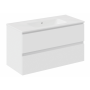 B-BEST COMPOSITION FINITION BLANC MAT L. 100 CM P. 45,5 CM H. 58,5 CM - COMPLET AVEC MIROIR ET SPOT