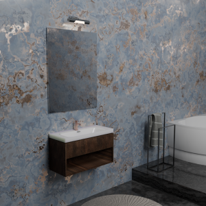 B-BEST COMPOSITION FINITION - L. 100 CM P. 45,5 CM H. 58,5 CM - 1 TIROIR - COMPLET AVEC MIROIR ET SPOT