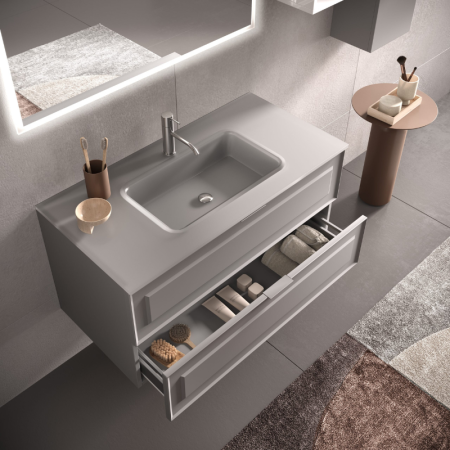 FRAME COMPOSITION MOBILE AVEC LAVABO EN VERRE SATINÉ