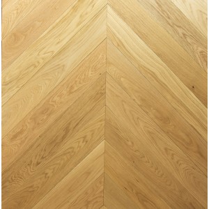 Parquet contrecollé Chêne Chevron, Pointe de Hongrie 45°, Naturel, Brossé, Vernis à l'eau UV, Choix ABC,