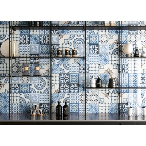 CEMENTINE SHINY MIX BLUE 20X20 BRILLANT Rectifié