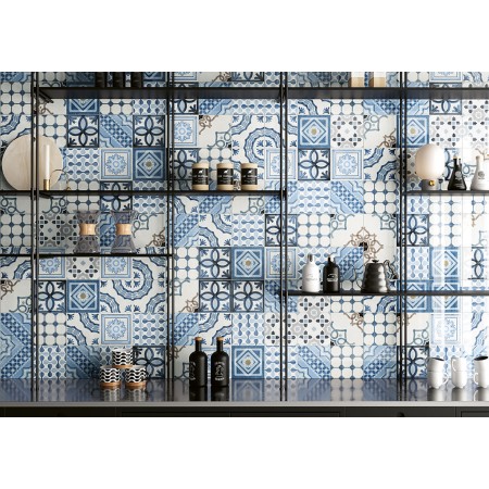 CEMENTINE SHINY MIX BLUE 20X20 BRILLANT Rectifié
