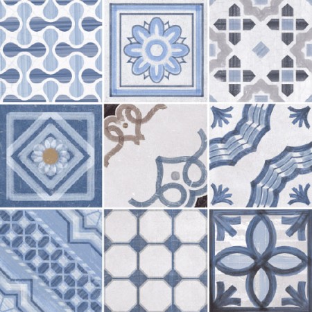 CEMENTINE SHINY MIX BLUE 20X20 BRILLANT Rectifié