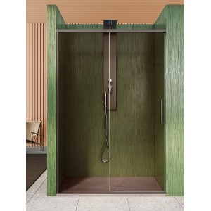 ISCHIA NICHE 1 PORTE COULISSANTE VERRE BRONZE PROFLO NICKEL