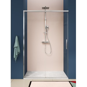 ISCHIA NICHE 1 PORTE COULISSANTE VERRE TRANSPARENT PROFIL CHROME